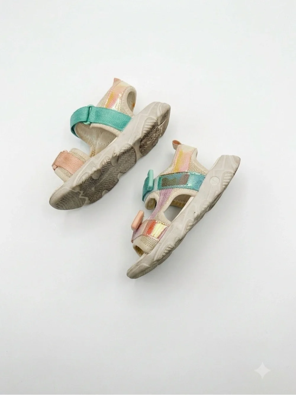 SHEIN Pastel Rainbow Kids Velcro Sandals - Mint, Pink, Lavender